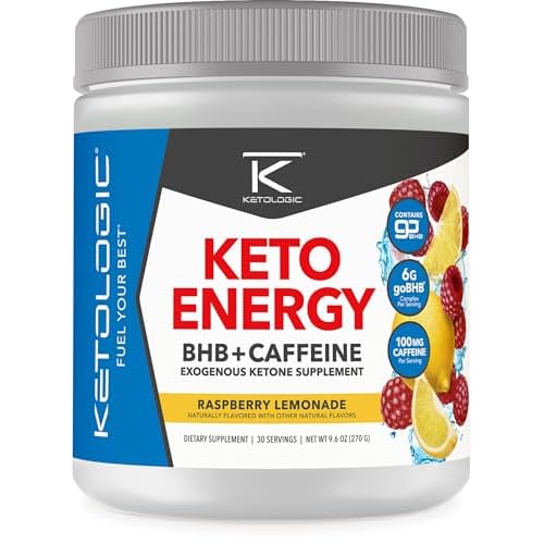 KetoLogic BHB KetoEnergy Exogenous Ketones Powder with Caffeine | Raspberry Lemonade – 30 Serve | Supports Low Carb, Keto Diet & Boosts Energy, Focus | Keto Pre-Workout Supplement, Beta-Hydroxybutyra