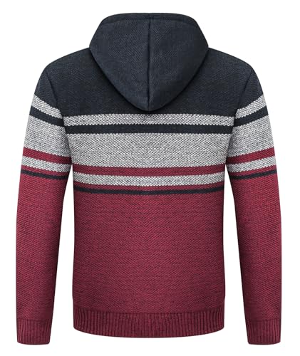 Image of LLdress Mens Knit Cardigan Sweaters Sherpa Lined Full Zip Hoodie With Pockets