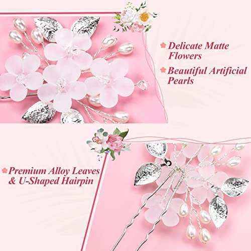 MELLIEX 5 Pcs Bridal Hairpins, Pearl Rhinestone, Flower Hair Clips - Image 2