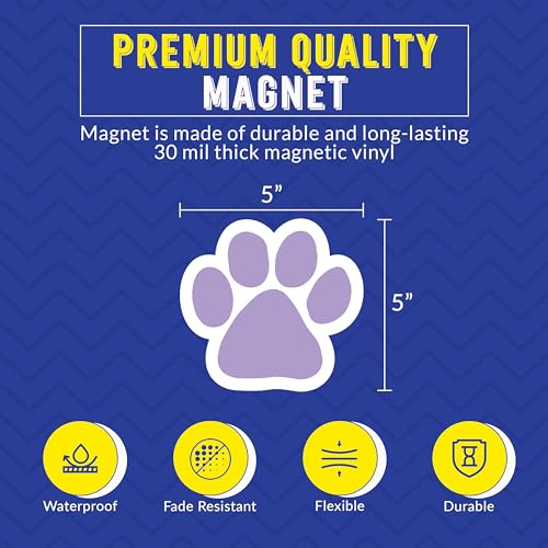 Image of Magnet Me Up Light Purple Paw Print Car Magnet - 5 inchx5 inch Heavy-Duty Weatherproof Vinyl, Magnetic Decal, Pet Lover Gift, Animal Rescue Support, Car, Fridge, Locker Decoration, Made in USA | Heavy duty magnetic decal for car, truck, SUV or fridge, full color UV printed