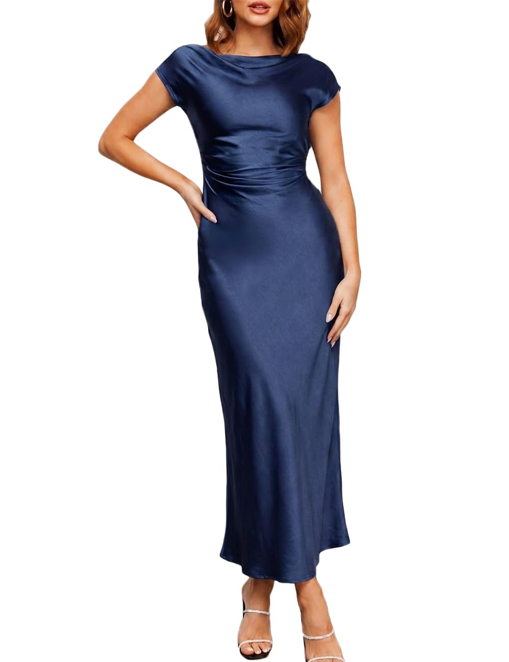 Photo 1 of Gmeitoey Women's Satin Backless Midi Dress