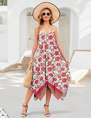 Image of Chigant Women's 2026 Summer Dress Casual Boho Sundress Spaghetti Strap Swimwear Cover Up Beach Flowy Midi Vacation Dresses