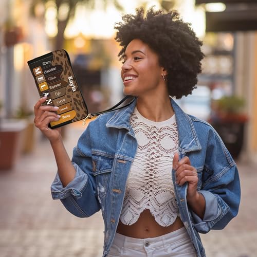 Personalized Leather Wallet for Women – Custom African Pride Clutch with Name – Elegant African Queen Gift – African American Art Wallet – Gift for Mom (Melanin)2