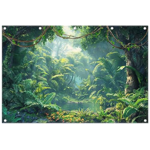 Fondo Fotográfico Tela 12x8ft Bosque Jungla Tropical miniatura 1
