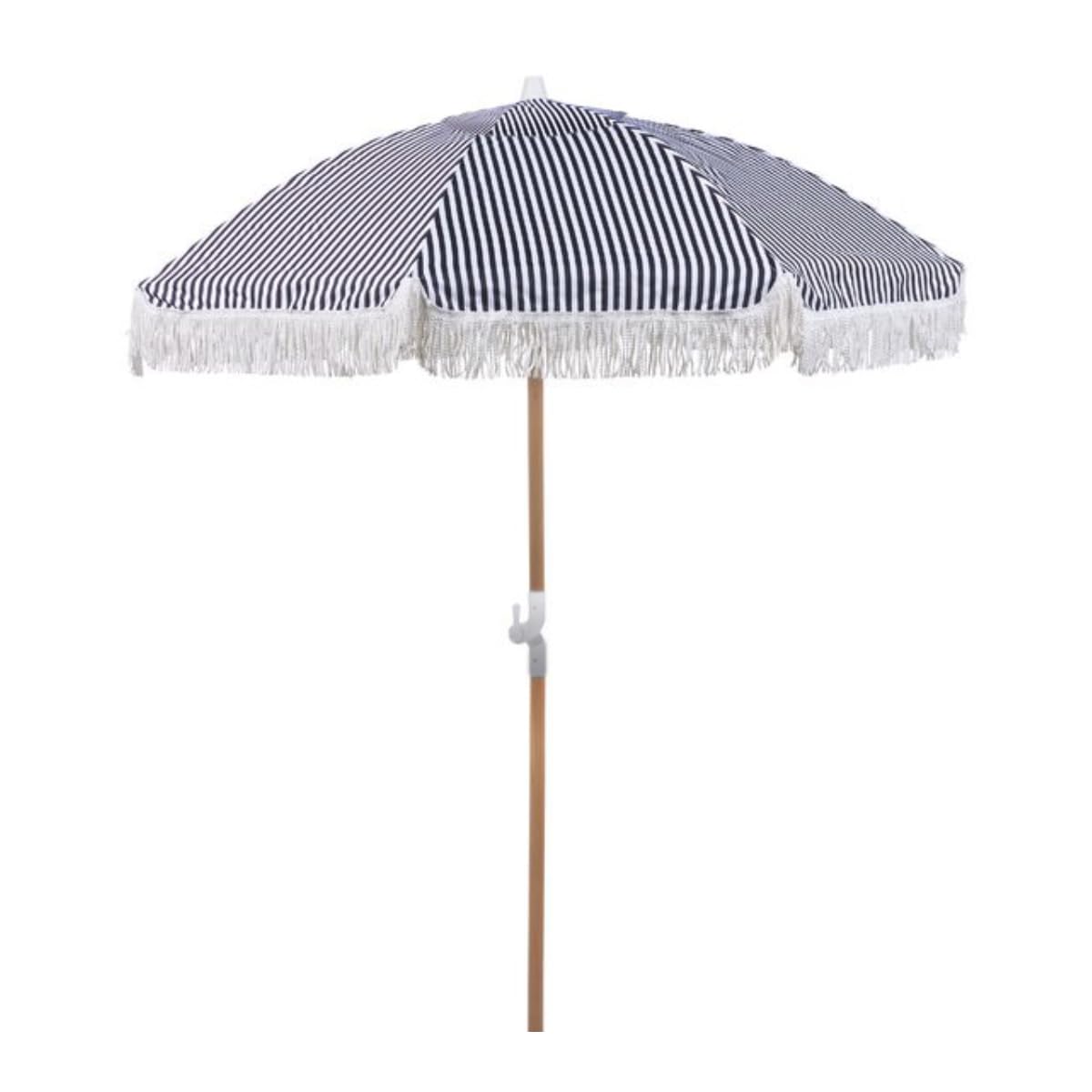 newgarden - Sombrilla Naranja de Tela y Flecos para Exterior, Playa, Jardin Ø 220 cm Plegable. Estructura de Acero Inoxidable Altura Ajustable para la Terraza y el Balcón