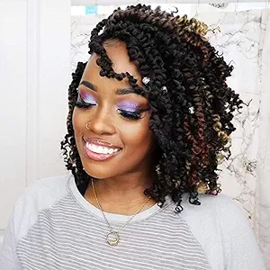 Passion Twist Crochet Hair-Mixed Color Combo Pack(6 packs 1B+1 pack T1B/27+1 pack T1B/30),Pre-twisted Pre Looped Synthetic Braided Hair Extensions For Black Women and Kids(10"-8 Packs,1B+T27+T30)