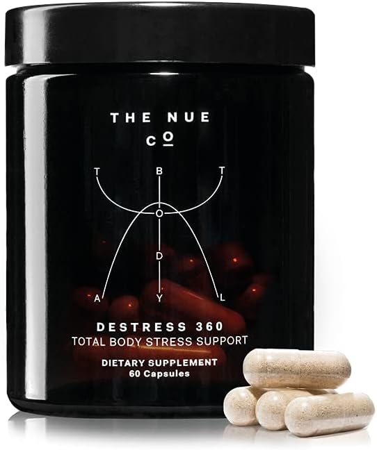 The Nue Co. - DESTRESS 360 - Ingestible Daily Stress-Care Supplement - Muscle Tension, Immunity Aid - Ashwagandha KSM-66 + L-Theanine - Herbal Extracts - 30 Day Supply