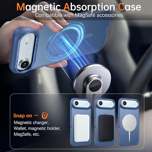 Image of YINLAI for iPhone Air Case 6.5-inch,Magnetic Compatible with MagSafe, Slim Matte Anti-Fingerprint, Shockproof Full Body Military Grade Protection for iPhone Air Cover, Blue