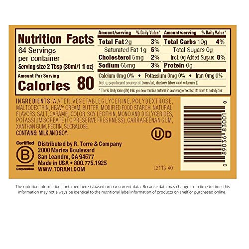 Torani 840019 Sugar Free Sauce, Caramel thumb #2