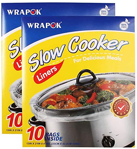 Slow Cooker Liners, 13 x 21 inch Disposable Cooking Bag, Easy to Clean Plastic Bag,BPA Free 2 Pack(20 Bags)