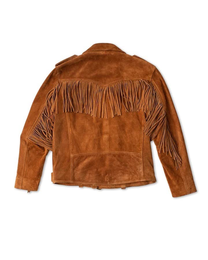 Genuine Suede Leather Biker Jacket, Western Fringe Cowboy Style HANDMADE Jacket Gift For Mens2