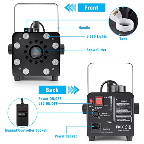hakuta snow machine 800w snow machine with 8 led rgb lights 13 led lighting colors and 2 remotes perfect for christmas halloween valentine39s day wedding parties and dj stage