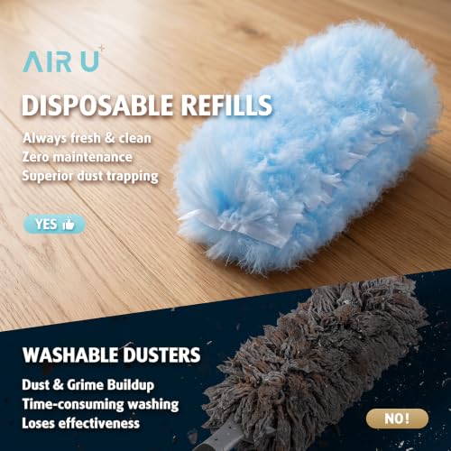 Image of 60 Count Electrostatic Duster Refills Compatible with Swiffer Duster, 6X Microfibers Heavy Duty 2 Side 360 Duster Refills, Disposable Multi Surface Dusters for Cleaning, Unscented