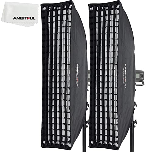 AMBITFUL 2PCS 30x120cm 12"x47" Beehive Honeycomb Grid Strip Softbox Bowens Mount for Studio Flash Cover