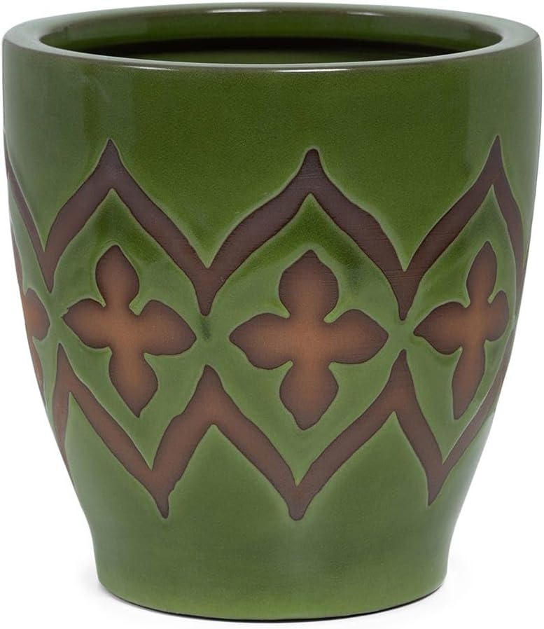 homes r us Ceramic Monta Planter, Green - 20 Cm