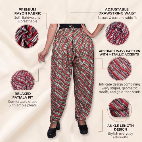 Image of FASHION GALLERY Women's Rayon Relaxed Fit Patiala Salwar with Full Length Drawstring Closure Type and Flexible Waist|Patiala Pant for Woman