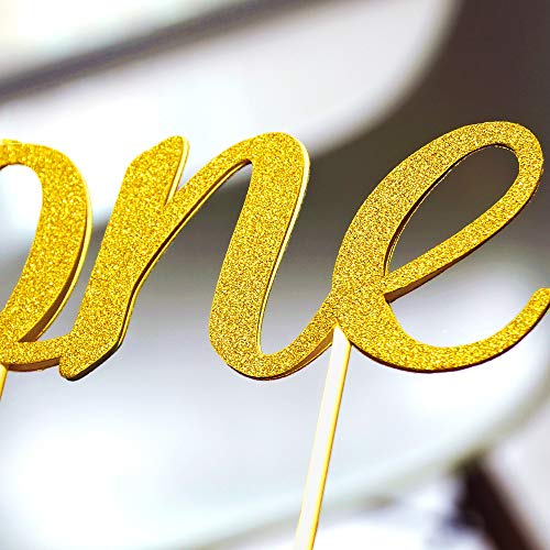 Gold 1St Birthday Topper, Double Sided Glitter, Number One Cake Topper Decoration, One Year Bday Party Decor For Girls And Boys, Couples And Marriage First Anniversary #TOP4