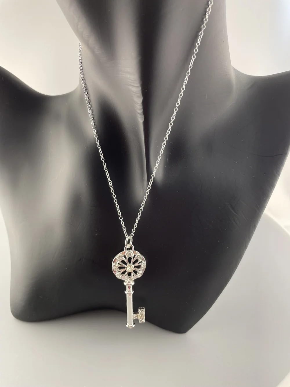 Mädchen-Accessoires Schlüssel für Frauen, 925 Sterling Silber Kristall Herz runder Schlüsselanhänger, Schlüssel für Frauen, Schloss und Schlüssel, Skelettschlüssel, Herzschlüssel