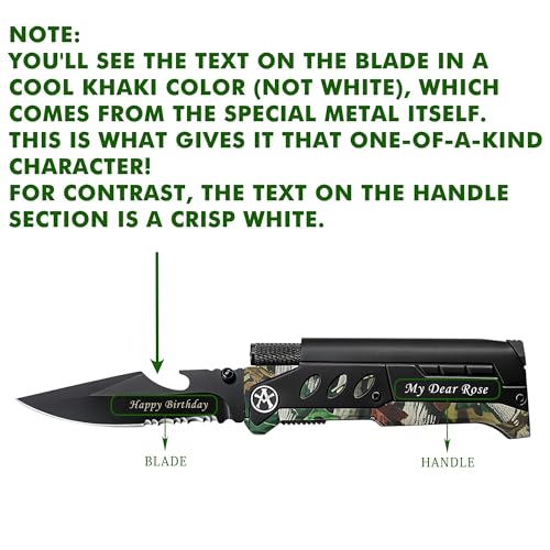 Image of ALBATROSS Personalized EDC Folding Knife with Custom Engraving for All US Holidays - Multi-Tool Includes Fire Starter, LED Light & Bottle Opener - Meaningful Gift for Father's Day, Mother's Day, Christmas, Birthday, Valentine's Day, Graduation, Independence Day, Flag Day, Memorial Day, Veterans Day - for Dad, Mom, Him, Her, Men, Women