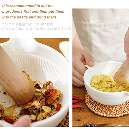 Gemshan Porcelain Mortar And Pestle With Handrail Pill Crusher,Spice Grinder,Herb Bowl,Pesto Powder Gift Ideal 5 * 6.7 Inch (Mortar And Pestle) #TOP4