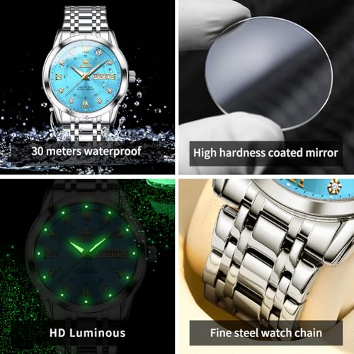 Image of OLEVS Men Watch Business Dress Diamond Luxury Watch Luminous Easy to Read Date Waterproof Stainless Steel Quartz Analog Simple Dress Watch