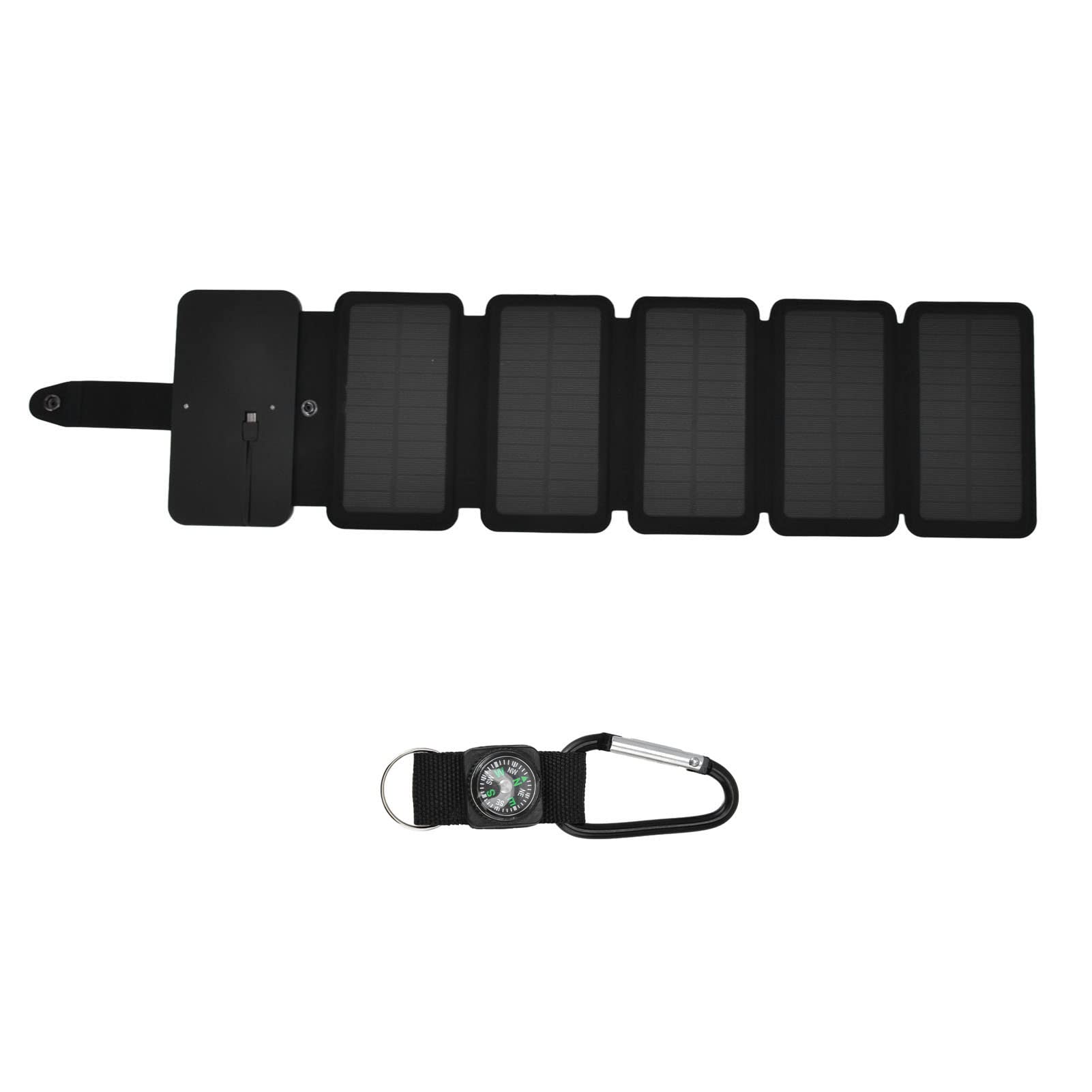 Aramox Solar Power Bank, Caricatore Solare Pieghevole per Telefono Silicio Monocristallino 5V 2A Doppia Uscita Cavo Integrato Caricatore Portatile a Ricarica Diretta USB per Viaggi all'aperto