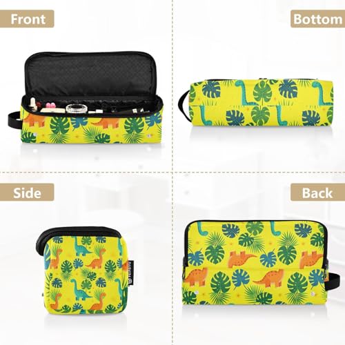 Estuche de viaje 2 en 1 para rizadores y planchas de pelo con tapete resistente al calor y doble capa con cierre, diseño Tropical Dino amarillo miniatura 5
