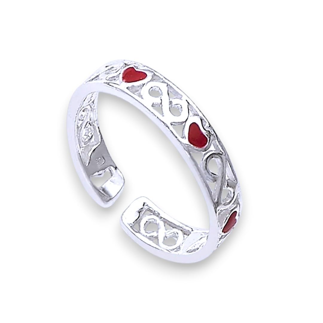 925 Sterling Silver Enamel Heart & Infinity Design Single Toe Ring for Women-image-44