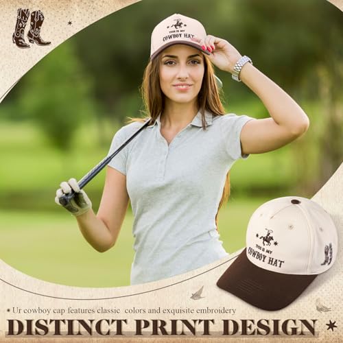 Image of JaGely Two Tone Western Cowboy /Cowgirl Trucker Hat for Women Men Gift Vintage Embroidered Country Baseball Cap