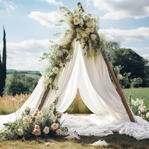 Image of Wedding Arch Draping Fabric 1 Panel 30 inch X 20FT Sheer Arch Drapes Fabric White Backdrop Curtains for Wedding Arbor Ceremony Birthday Party