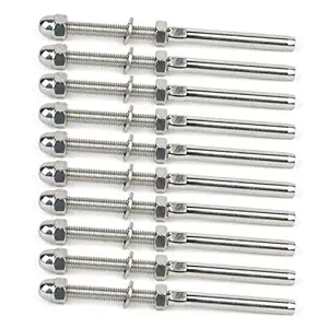 50 pcs Stainless Steel Handrail Railing Cable Tensioner Threaded Stud End Fitting for 1/8 inch Cable Wire (50 Pack)