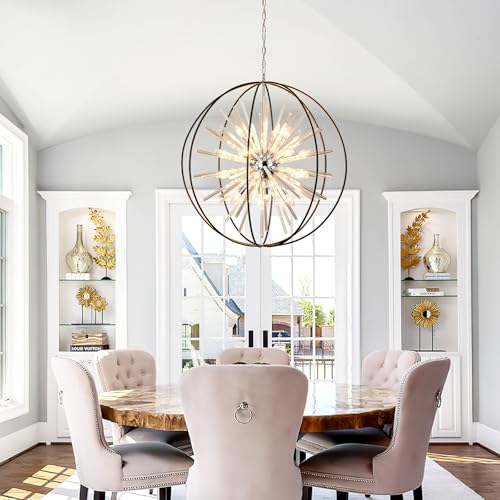 Image of Modern Large Black Crystal Chandelier for High Ceilings Foyer Entryway