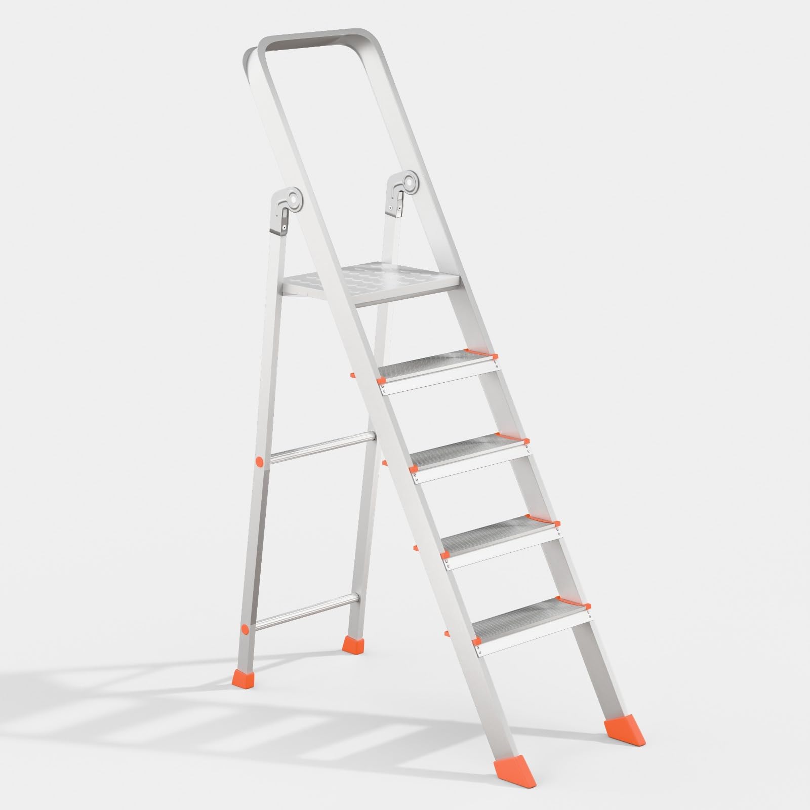 5 Step Foldable Aluminum Step Ladder with Anti-Slip Steps & Rubber Feet | Heavy-Duty Portable Ladder for Home, Kitchen, Office & Indoor Use (5 Step)