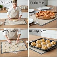 Silicone Baking Pastry Dough Mat - 28x20Inch Extra Large Cookie Bread Rolling Mats Sheet, Nonstick Kitchen Counter Kneading Board Thick Reusable Pie Cookies Pizza Fondant Making Matt Baking Supplies — image 3