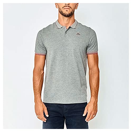 Kappa Ezio Camiseta, Gris Jaspeado, Rojo Oscuro, L Hombre