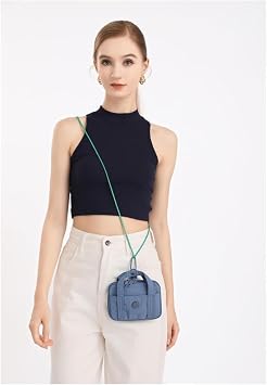 Mikro Poly Kumaş Askılı Mini Boy Kadın Cüzdanı 3346 Mavi