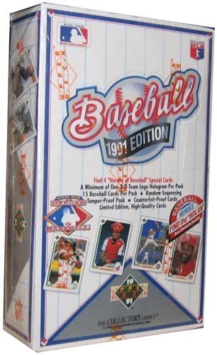 1991 Upper Deck Baseball Cards Box (36 packs/box, possible Chipper Jones Rookie Cards)