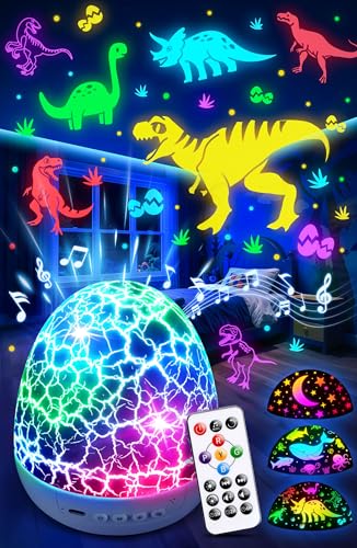 Staryou Kreative Ostern Geschenke Kinder, 15 Musik Nachtlicht Knder Dinosaurier Spielzeug, 3 Filme+31 Farben Dino Lampe, Fernbedienung+Helligkeit+Timer Dino Ei, Sternenhimmel Projektor Kinder