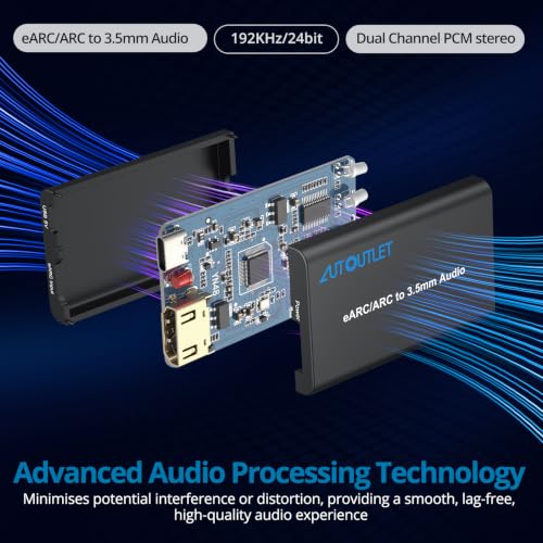 Image of AUTOUTLET eARC Audio Extractor ARC to 3.5mm Adapter for TV with HDMI Cable