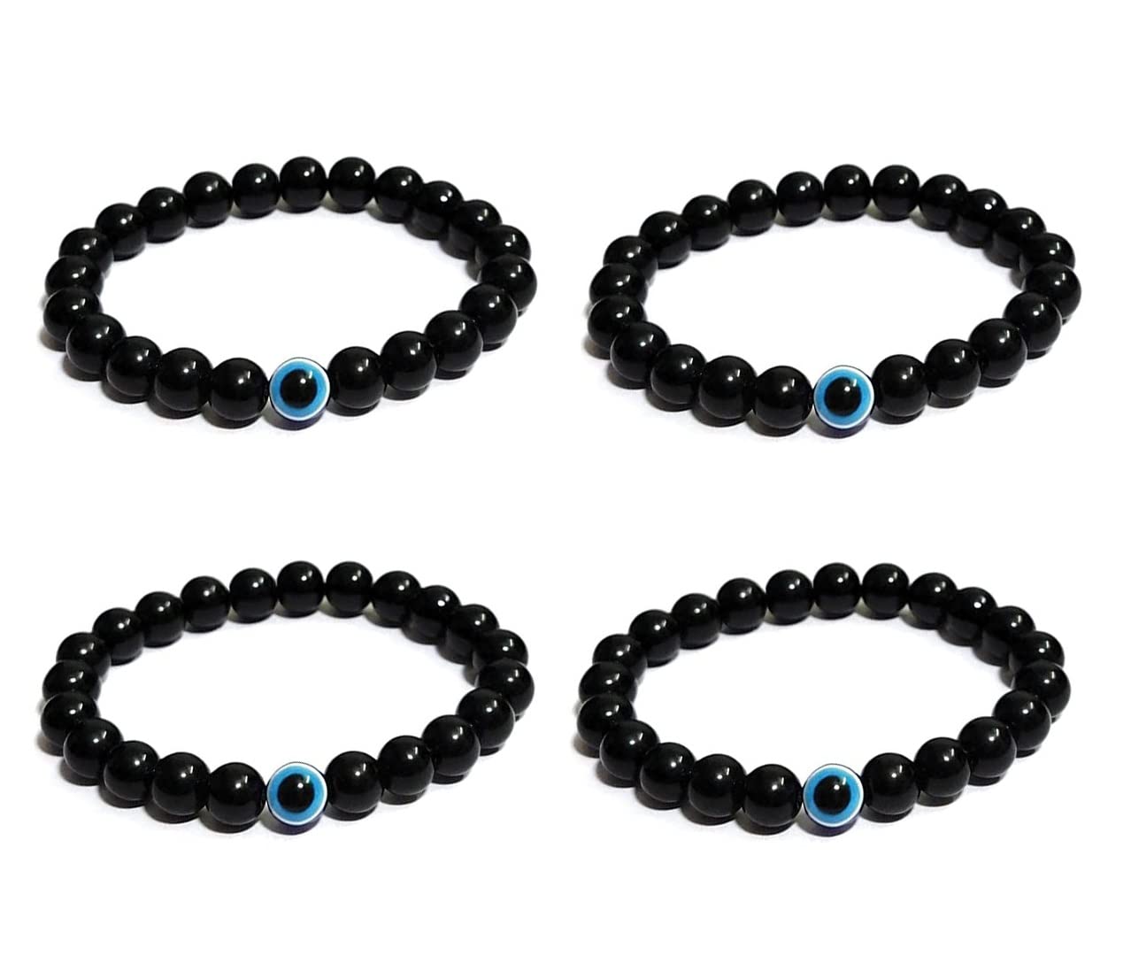 Handmade Evil Eye Nazar Bracelet Adjustable Wristband Friendship Band for Women & Men | 100% Skin-Friendly | Set of 4 Protective Charm Bracelets (AT GIRLS BRCT 009)