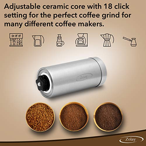 Zolay® Manuelle Kaffeemühle aus gebürstetem Edelstahl, konische Gratsmühle – Kaffeemühle für französische Presse… – Bild 7