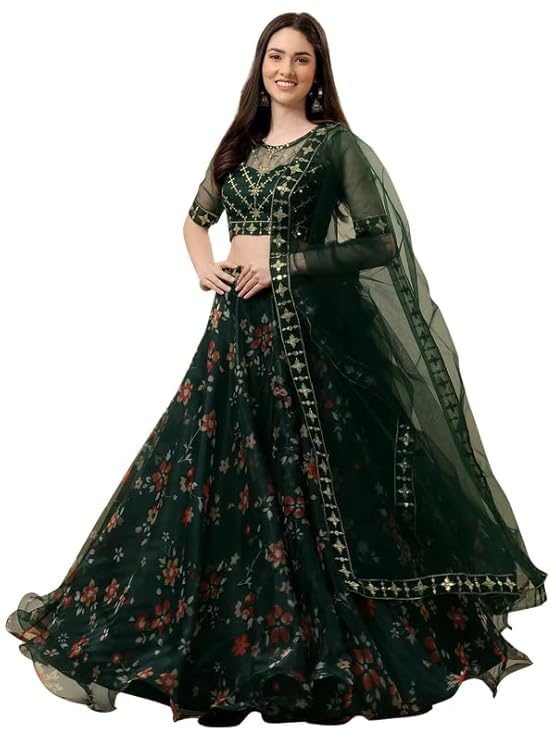 Neelmadhav Floral Digital Print Semi-Stitched Lehenga Choli for W...