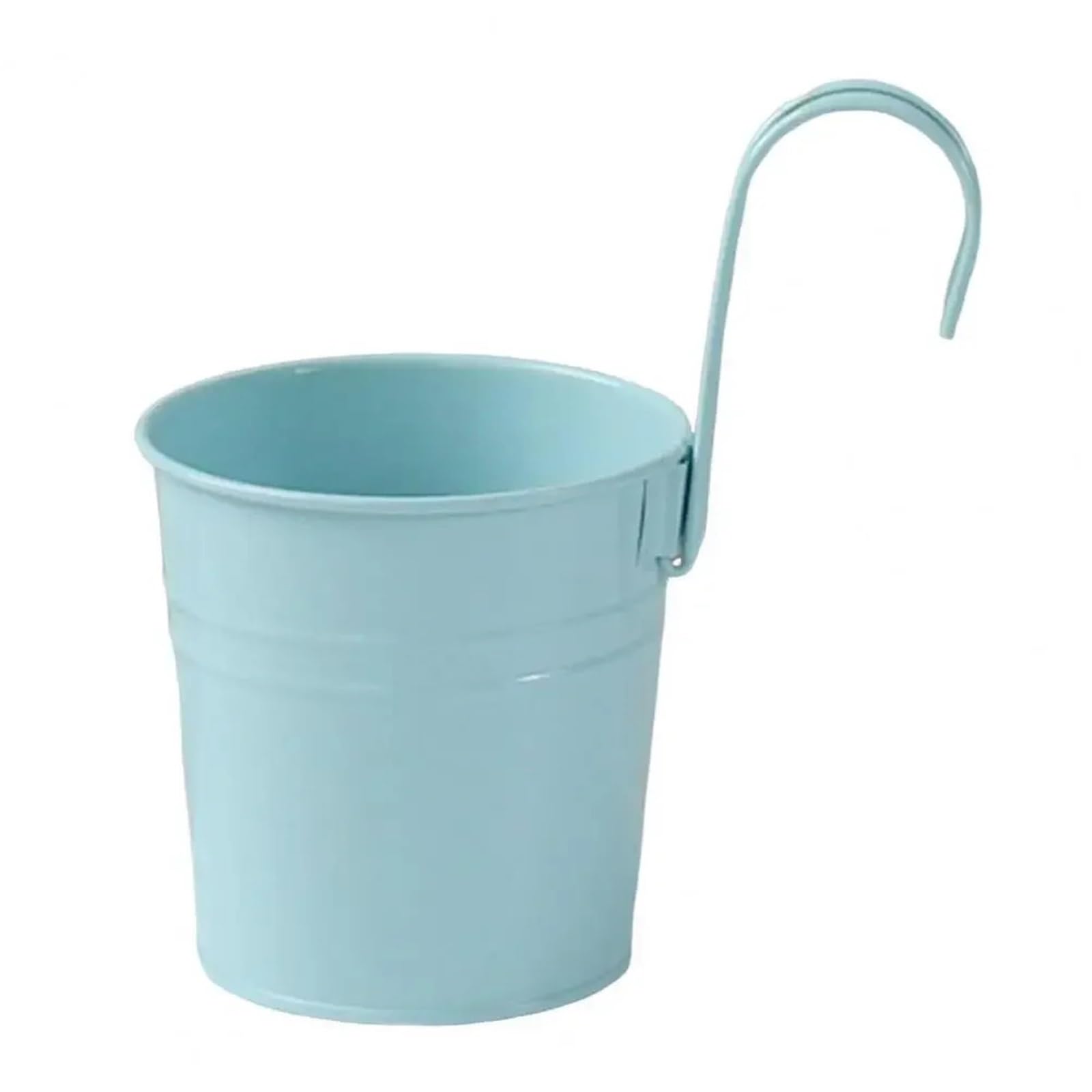 RTBVGHJIK 2pcs Iron Hanging Flower Pot Balcony Planter With Detachable Hook Solid Color Herb for Outdoor Plants(Light Blue)