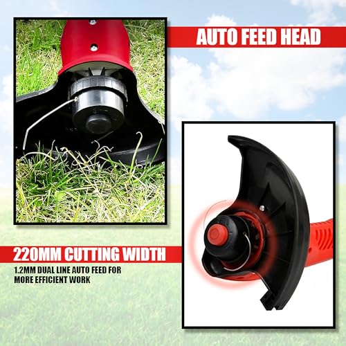 Image of OMADA Corded String Trimmer | Robust 250W Motor | 12500 RPM for Precise Cutting | 5m Cable for Extended Reach | 22cm Cutting Width for Smooth Grass & Hedge Trimming
