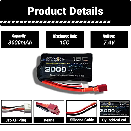 KITTYROC 7.4V 3000mAh 15C 18650 Li-ploymer