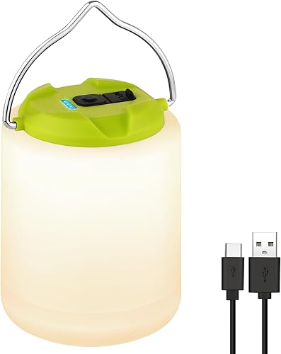 Linterna LED para campamento, luz de campamento recargable, 4 modos, linternas al aire libre con 1000 lúmenes, resistente al agua, portátil, luz de