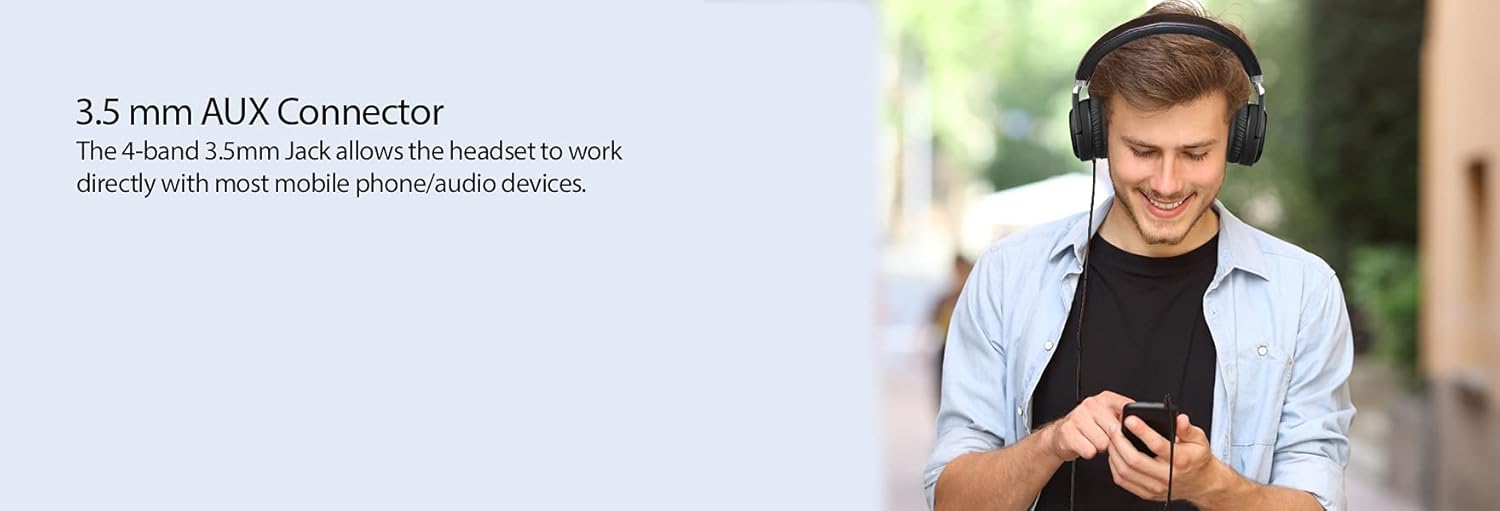 Person using Adesso Xtream P600 Headphones with AUX cable