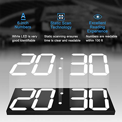 Image of CHKOSDA LED Large Digital Wall Clock, Oversize Wall Clock with 6 inch Numbers, Remote Control Count up /Countdown Timer Clock, Auto Dimmer, Big Calendar and Thermometer(White)