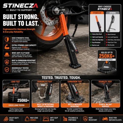 Image of Portable Motorcycle Jack Stand for Chain Cleaning, Tyre Repair, Trail Support & Maintenance | Adjustable Moto Lift | Sports, Adventure, Touring Bike Accessory