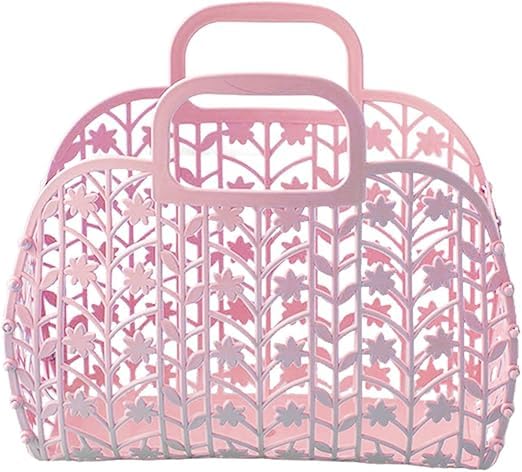 TUPERMAR Jelly Tote Basket, Jelly Beach Bag, Portable Jelly Purse, Bright Jelly Bags, Reusable Basket, Basket With Handle, Jelly Purse